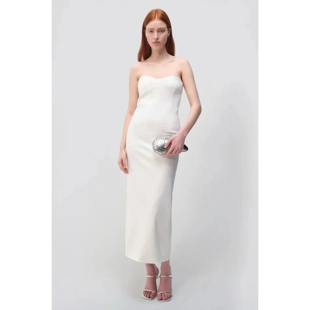 SIMKHAI Caspian Bustier Midi Dress in White New Womens Bodycon Corset - Picture 13 of 15
